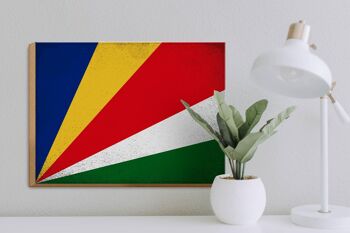 Panneau en bois drapeau Seychelles 40x30cm Panneau décoratif vintage Seychelles 3