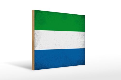 Holzschild Flagge Sierra Leone 40x30cm Flag Vintage Deko Schild