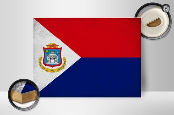 Panneau en bois drapeau Sint Maarten 40x30cm, panneau décoratif vintage 2