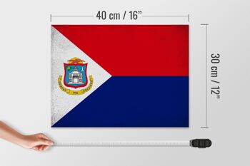 Panneau en bois drapeau Sint Maarten 40x30cm, panneau décoratif vintage 4