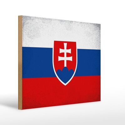 Holzschild Flagge Slowakei 40x30cm Flag Slovakia Vintage Schild