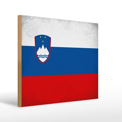 Cartello in legno bandiera Slovenia 40x30cm Bandiera Slovenia cartello vintage