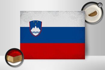 Panneau en bois drapeau Slovénie 40x30cm Drapeau Slovénie panneau vintage 2