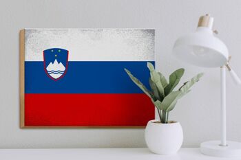 Panneau en bois drapeau Slovénie 40x30cm Drapeau Slovénie panneau vintage 3