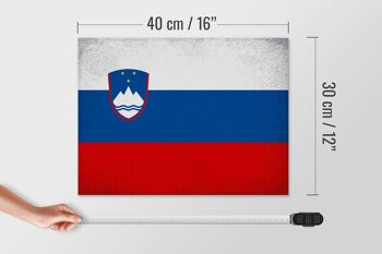 Panneau en bois drapeau Slovénie 40x30cm Drapeau Slovénie panneau vintage 4