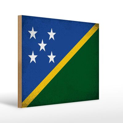 Cartello in legno bandiera Isole Salomone 40x30 cm Cartello vintage Isole Salomone