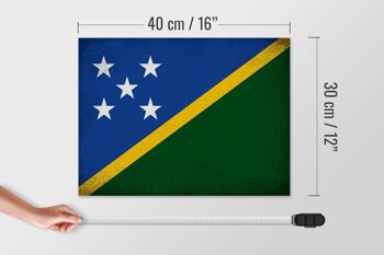 Panneau en bois drapeau Îles Salomon 40x30cm Panneau vintage Îles Salomon 4