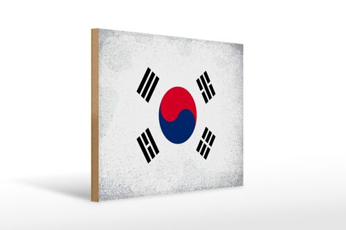 Holzschild Flagge Südkorea 40x30cm South Korea Vintage Deko Schild