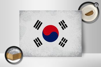 Panneau en bois drapeau Corée du Sud 40x30cm Panneau décoratif vintage Corée du Sud 2