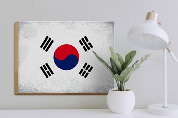 Panneau en bois drapeau Corée du Sud 40x30cm Panneau décoratif vintage Corée du Sud 3