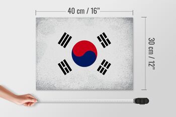 Panneau en bois drapeau Corée du Sud 40x30cm Panneau décoratif vintage Corée du Sud 4