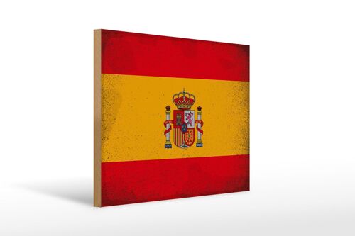 Holzschild Flagge Spanien 40x30cm Flag of Spain Vintage Schild