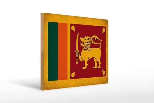 Holzschild Flagge Sri Lanka 40x30cm Flag Sri Lanka Vintage Schild