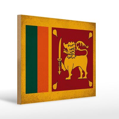 Letrero de madera bandera Sri Lanka 40x30cm Bandera Sri Lanka cartel vintage