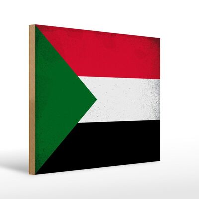Holzschild Flagge Sudan 40x30cm Flag of Sudan Vintage Deko Schild