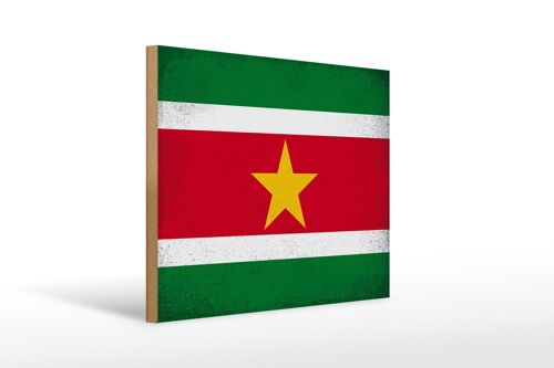 Holzschild Flagge Suriname 40x30cm Flag Suriname Vintage Schild