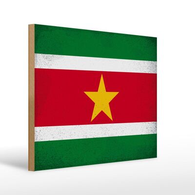 Holzschild Flagge Suriname 40x30cm Flag Suriname Vintage Schild