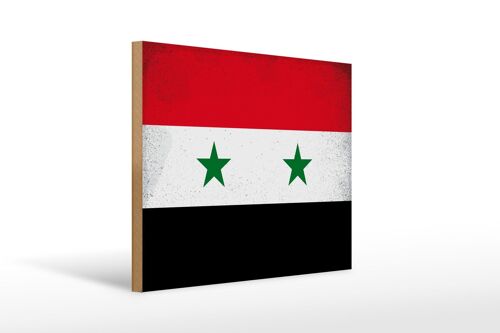 Holzschild Flagge Syrien 40x30cm Flag of Syria Vintage Deko Schild