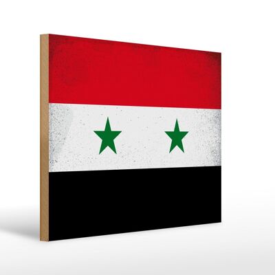 Letrero de madera bandera Siria 40x30cm Bandera de Siria cartel decorativo vintage