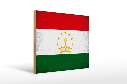 Holzschild Flagge Tadschikistan 40x30cm Tajikistan Vintage Schild