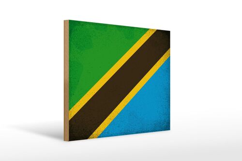 Holzschild Flagge Tansania 40x30cm Flag Tanzania Vintage Schild