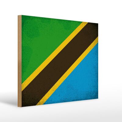 Holzschild Flagge Tansania 40x30cm Flag Tanzania Vintage Schild