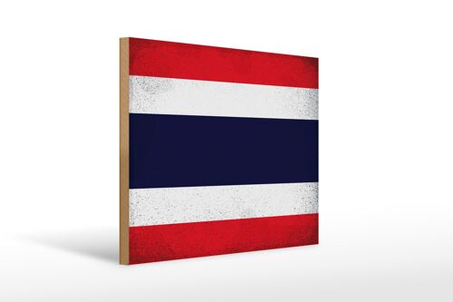 Holzschild Flagge Thailand 40x30cm Flag Thailand Vintage Schild