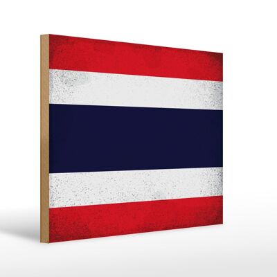 Letrero de madera bandera Tailandia 40x30cm Bandera Tailandia cartel vintage