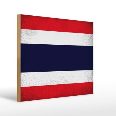 Holzschild Flagge Thailand 40x30cm Flag Thailand Vintage Schild