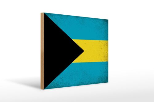 Holzschild Flagge Bahama 40x30cm Flag of Bahamas Vintage Schild