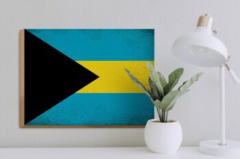 Panneau en bois drapeau Bahama 40x30cm Drapeau des Bahamas panneau vintage 3