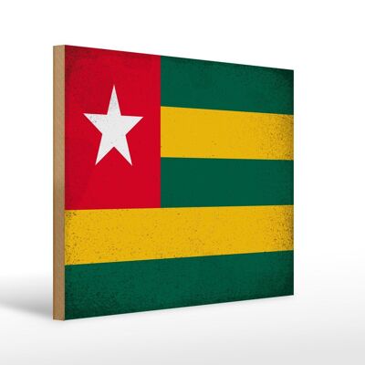 Cartello in legno bandiera Togo 40x30 cm Bandiera del Togo cartello decorativo vintage