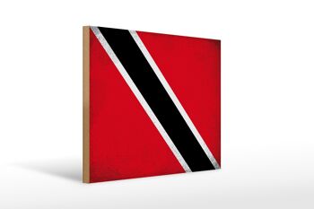 Panneau en bois drapeau Trinité-et-Tobago 40x30cm drapeau panneau vintage 1