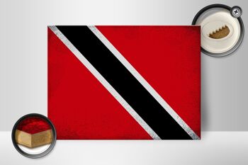 Panneau en bois drapeau Trinité-et-Tobago 40x30cm drapeau panneau vintage 2