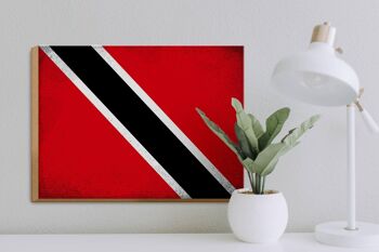 Panneau en bois drapeau Trinité-et-Tobago 40x30cm drapeau panneau vintage 3