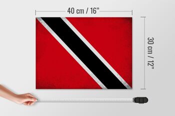 Panneau en bois drapeau Trinité-et-Tobago 40x30cm drapeau panneau vintage 4
