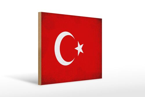 Holzschild Flagge Türkei 40x30cm Flag of Turkey Vintage Deko Schild