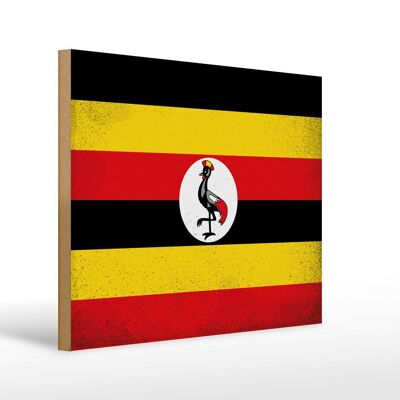 Letrero de madera bandera Uganda 40x30cm Bandera de Uganda cartel decorativo vintage