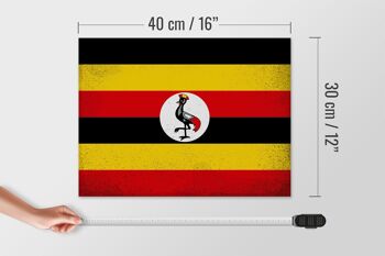 Panneau en bois drapeau Ouganda 40x30cm Drapeau de l'Ouganda signe décoratif vintage 4