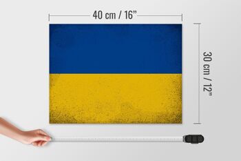 Panneau en bois drapeau Ukraine 40x30cm Drapeau de l'Ukraine panneau vintage 4