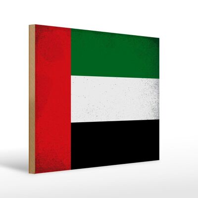Cartello in legno bandiera Emirati Arabi 40x30cm bandiera vintage