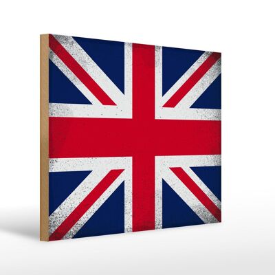 Cartello in legno bandiera Union Jack 40x30 cm Cartello vintage del Regno Unito