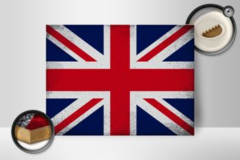 Panneau en bois drapeau Union Jack 40x30cm, panneau vintage du Royaume-Uni 2