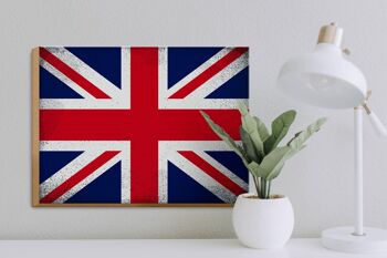 Panneau en bois drapeau Union Jack 40x30cm, panneau vintage du Royaume-Uni 3