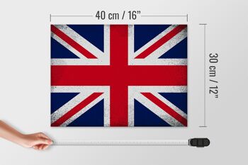 Panneau en bois drapeau Union Jack 40x30cm, panneau vintage du Royaume-Uni 4
