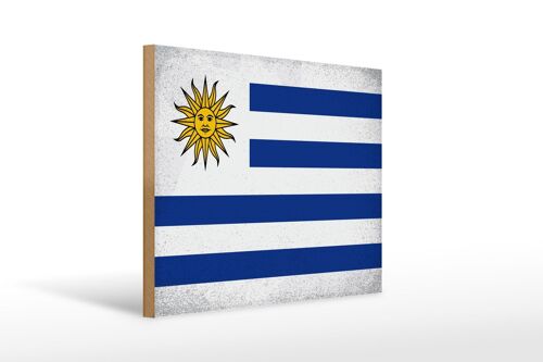 Holzschild Flagge Uruguay 40x30cm Flag of Uruguay Vintage Schild