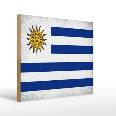 Panneau en bois drapeau Uruguay 40x30cm Drapeau de l'Uruguay panneau vintage