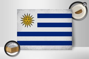 Panneau en bois drapeau Uruguay 40x30cm Drapeau de l'Uruguay panneau vintage 2