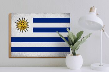 Panneau en bois drapeau Uruguay 40x30cm Drapeau de l'Uruguay panneau vintage 3