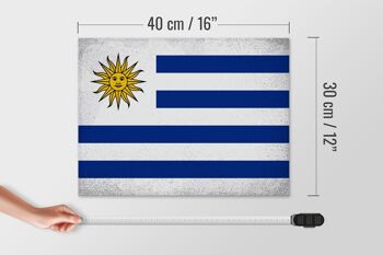 Panneau en bois drapeau Uruguay 40x30cm Drapeau de l'Uruguay panneau vintage 4